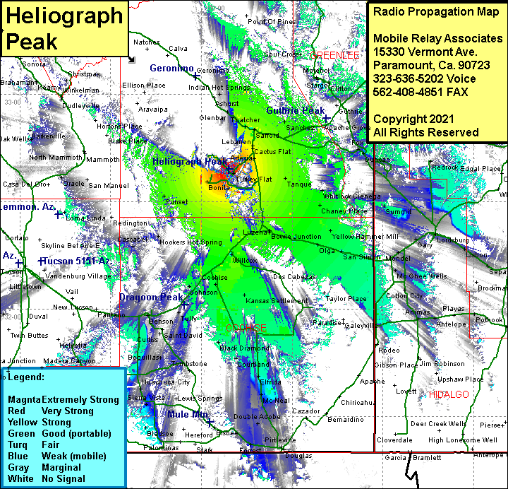heat map radio coverage Heliograph Peak
